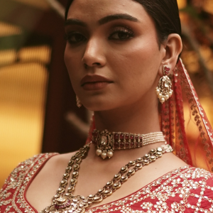 Polki Diamond Long & Chic Set Necklace 14KT (Polki - Fancy)